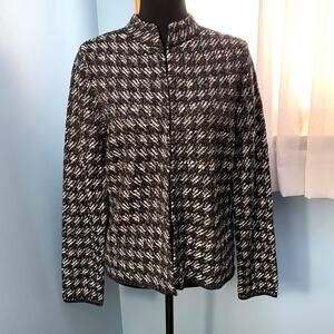 NWT WHBM Black with Ecru Sweater Jacket Size Small